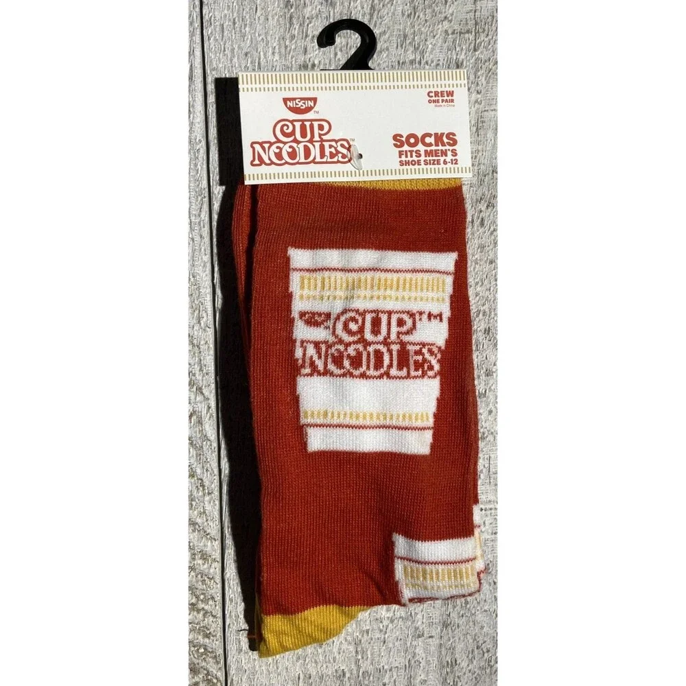 Nissin Cup Noodles Print Novelty Crew Socks - Men’s Size 6-12 - D024